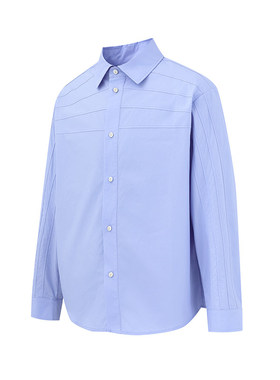 FORN3 2025夏季新款日系纯色抽褶休闲衬衫时尚情侣百搭衬衣男