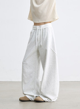 PUBIE美式复古重磅解构垂感运动卫裤男潮牌秋冬加绒百搭休闲裤