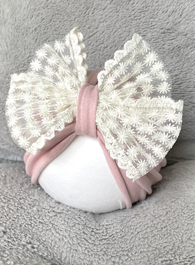 宝宝套头帽春秋纯棉大蕾丝蝴蝶结婴儿胎帽超萌可爱无骨护囟门帽子