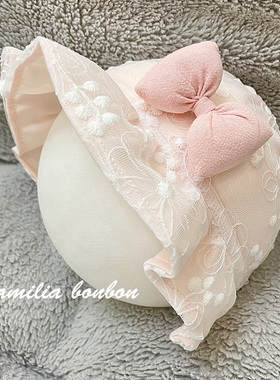 韩版婴儿防晒帽春夏纯棉0-3个月女宝宝可爱蝴蝶结护囟门空顶胎帽