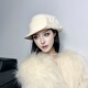 氛围感蕾丝玫瑰花朵羊毛呢卷边盆帽高级感女富家千金风赫本礼帽子