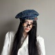 口袋贝雷帽子女春秋冬时尚 小众设计师款 做旧水洗牛仔裤 复古画家帽