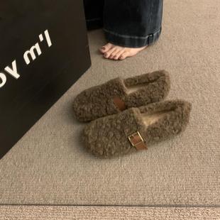 丝绒秋冬保暖孕妇鞋外穿防滑便鞋软底羊毛女鞋