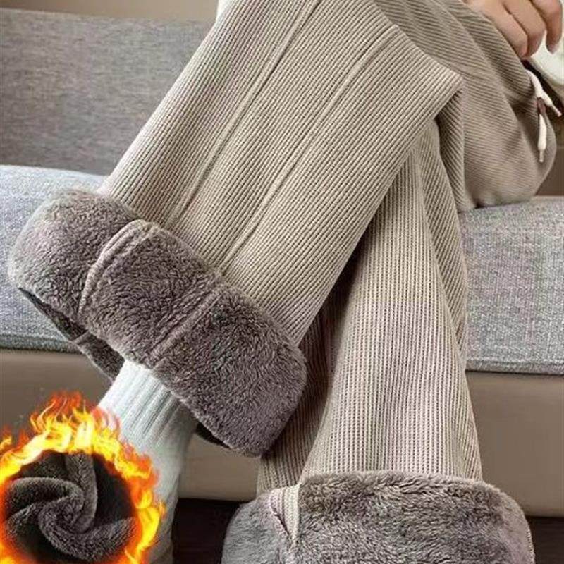 阔腿裤女2025冬季加绒加厚雪尼尔直筒裤子妈妈保暖羊羔绒外穿棉裤,女装/女士精品,大码裤装,淘宝优惠券,粉丝福利购,淘宝优惠卷