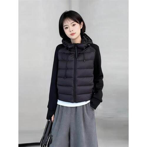 撞色保暖棉服女2026秋冬新款通勤休闲连帽时尚拼接百搭棉衣短外套