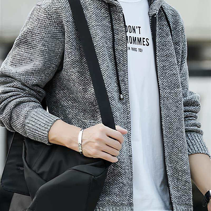 2025男士秋冬季新款休闲帅气运动外套针织开衫加绒毛衣连帽上衣服,男装,针织衫/毛衣,淘宝优惠券,粉丝福利购,淘宝优惠卷