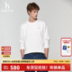 男装 春季 休闲长袖 哈吉斯hazzys官方正品 上衣纯色圆领男士 纯棉T恤