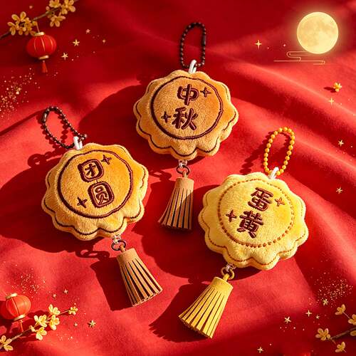 中秋节月饼毛绒挂件小玩偶可爱