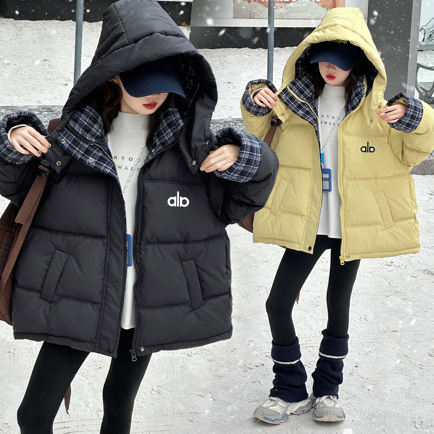 女童冬季加厚保暖连帽棉服外套