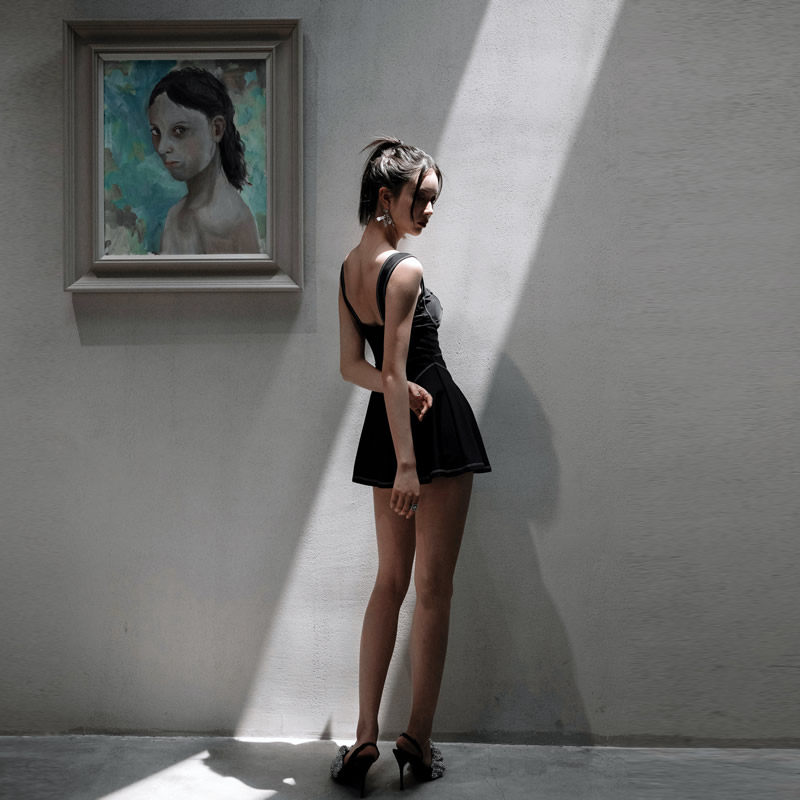 少年齐 连体裙泳装黑色显瘦保守遮肚韩国ins风原创新款女泳衣夏