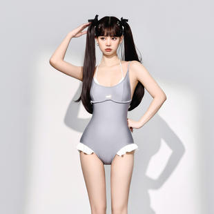 少年齊原創(chuàng) 銀色千禧辣妹歐美ins風(fēng)溫泉度假連體女游泳衣 2024新款