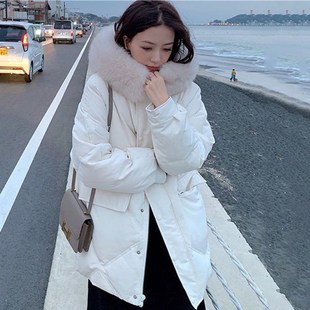 2020新款宽松加肥加大码羽绒服中长款女200斤胖mm潮大毛领加厚