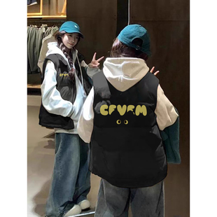 大童初中生无袖羽绒棉服马甲女初高中学生坎肩马夹立领面包服外套