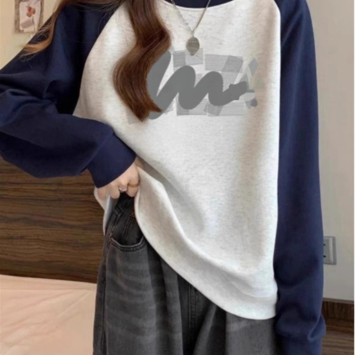 2025秋冬插肩圆领卫衣少女大童