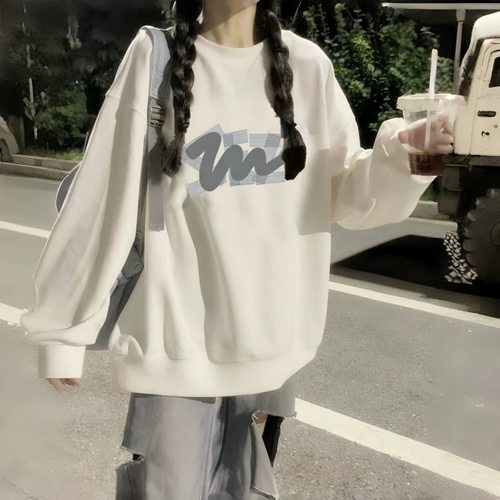 无帽圆领卫衣少女大童春秋长袖T