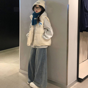 初中生加厚羽绒马甲女大童冬初高中学生外穿叠穿马夹羽绒背心外套