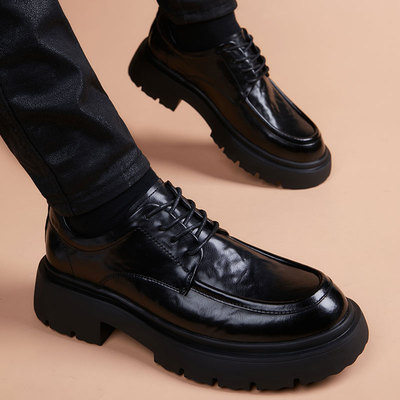 皮鞋男真皮商务正装休闲2026新款百搭高档厚底增高男鞋新郎结婚鞋