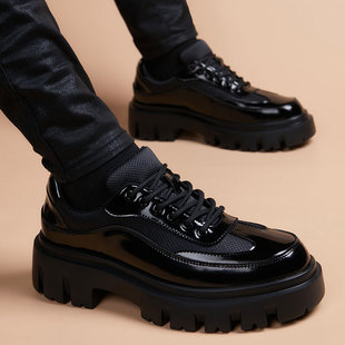 真皮英伦风青年高档软底男鞋 厚底内增高商务正装 子 男新款 休闲皮鞋