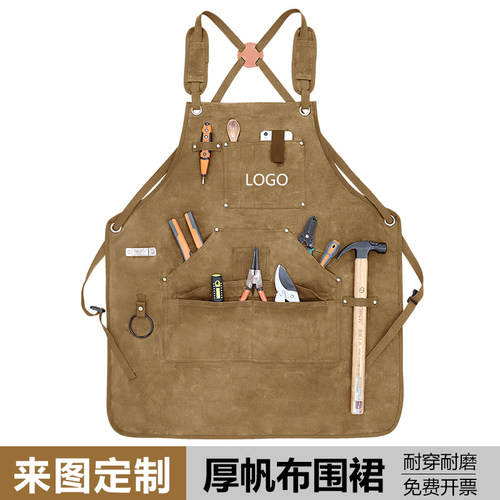 围裙男士专用多口袋耐磨厚帆布