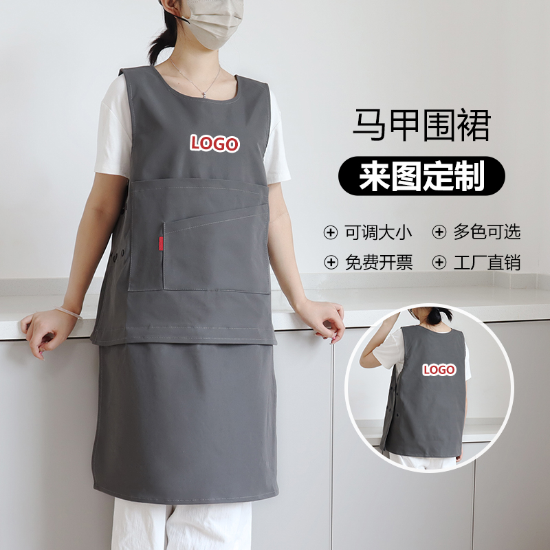 日式高级防水长款帆布工装围裙