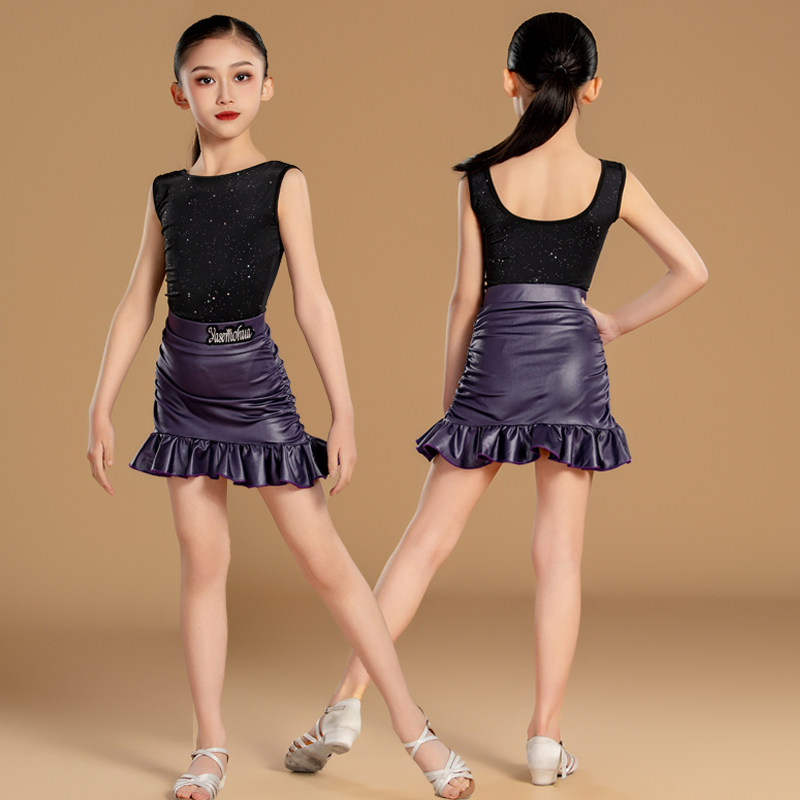 雅色墨画女童拉丁练功服分体包臀