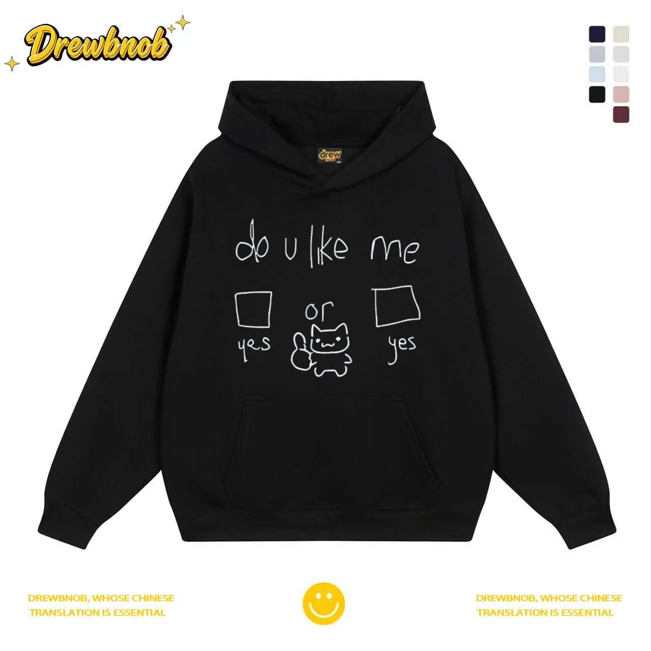 DREW美式卡通小猫连帽卫衣宽松图片