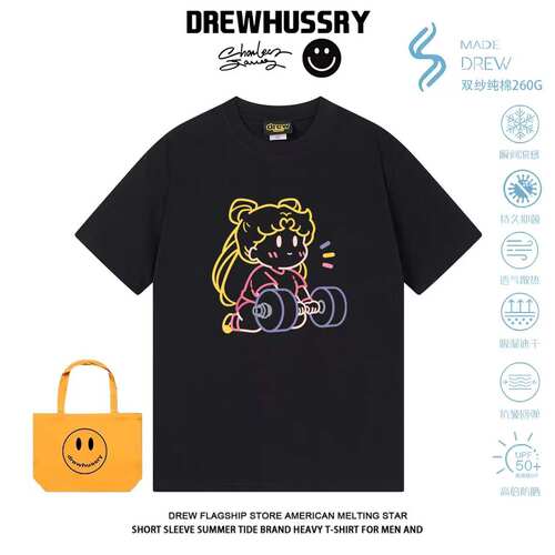 DREW重磅纯棉卡通美少女短袖T恤