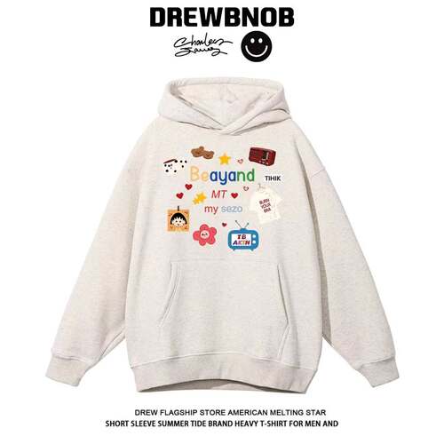 drew小丸子印花连帽卫衣男女款
