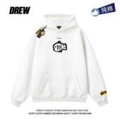 drew休闲卡通小鱼印花秋冬纯棉宽松小众男女连帽卫衣百搭情侣上衣