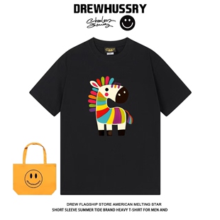 drew2026新款 T恤男女百搭宽松街头小众上衣 彩色小马趣味印花短袖