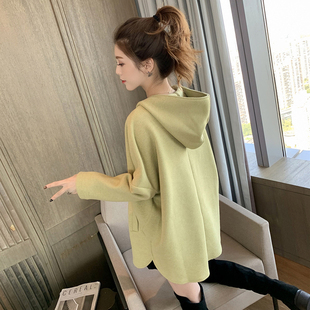 连帽卫衣女2019新款秋冬韩版加绒加厚bf前短后长百搭拉链宽松上衣