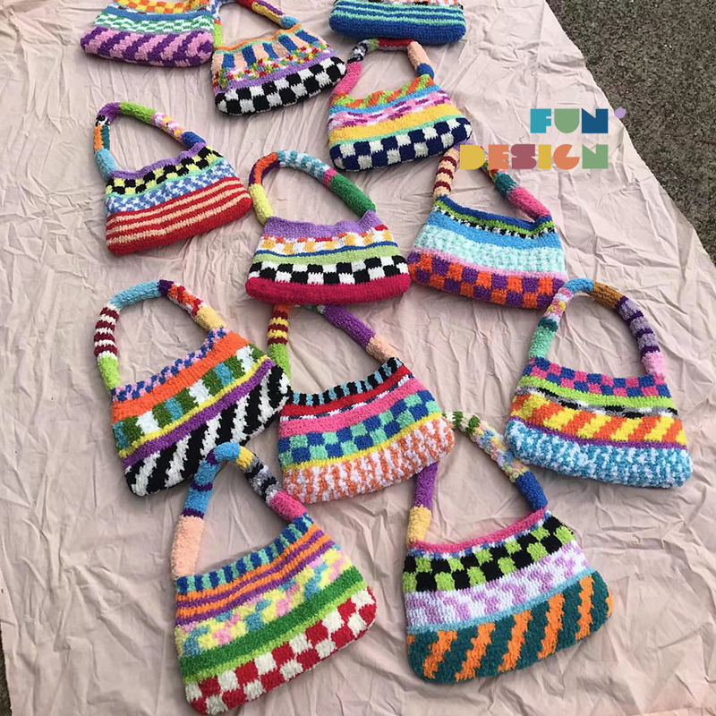 泰国设计师手工勾线色彩托特包