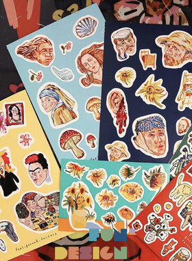 【 FunDesign】泰国艺术家趣味艺术防水手账贴纸 冰箱贴画 装饰贴