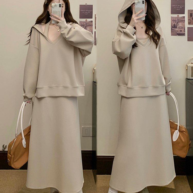 实拍大码女装微胖mm慵懒卫衣显瘦挂脖连衣裙大码两件套,女装/女士精品,大码套装,淘宝优惠券,粉丝福利购,淘宝优惠卷