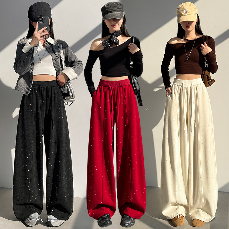 实拍春秋新款重工烫钻时尚两穿弯刀裤休闲阔腿裤运动卫裤香蕉裤女,女装/女士精品,休闲裤,淘宝优惠券,粉丝福利购,淘宝优惠卷