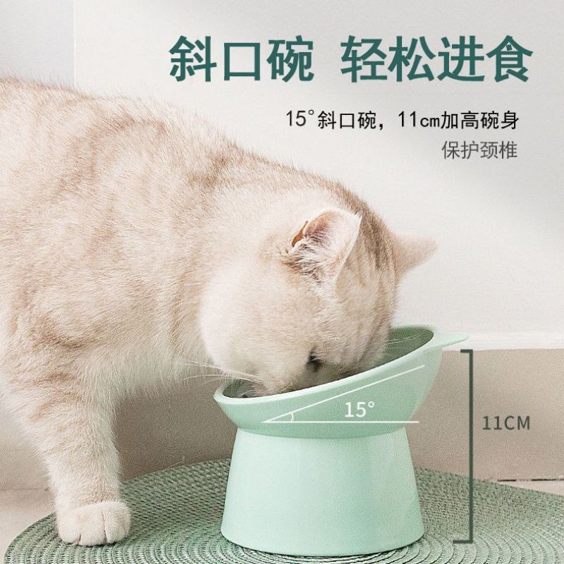 猫碗狗碗宠物碗猫咪用品可爱猫盆双碗护颈猫食碗饭碗高脚碗防打翻