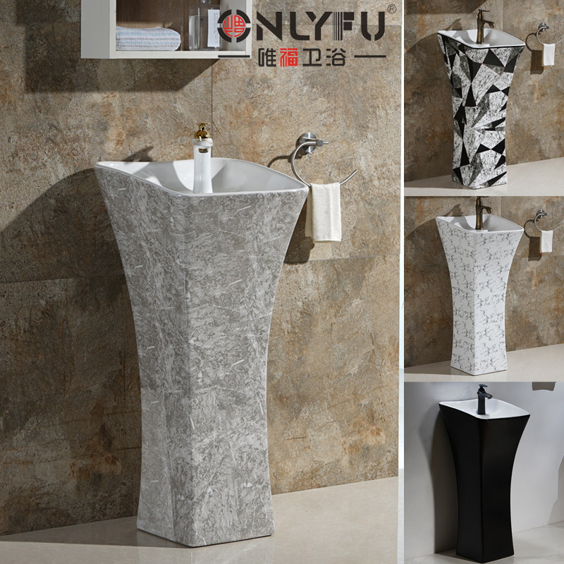 【特价推荐】洗手台落地洗手盆小户型卫生间洗脸盆阳台一体立柱盆