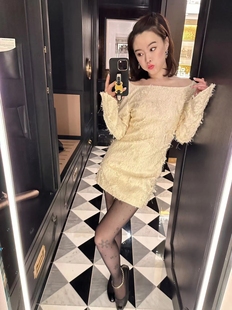 DUO智仙生黑标 禅庭 白色梦幻曲定制提花流苏新中式鸡尾酒小礼服