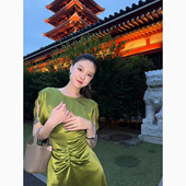 生命系列 DUO智仙生 黑标 精灵牧场醋酸苹果绿千金连衣裙