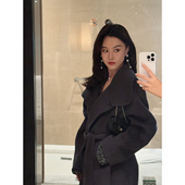 DUO智仙生黑标为了她而期待冬天贝鲁奇球花大衣百分佰羊毛 双面尼