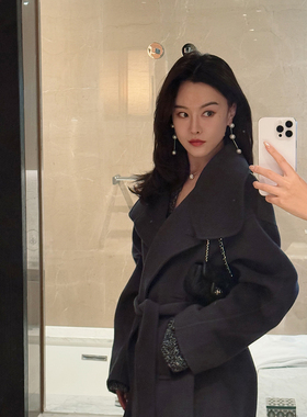 DUO智仙生黑标为了她而期待冬天贝鲁奇球花大衣百分佰羊毛 双面尼