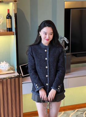 DUO智仙生 黑标 拜占庭系列大都会深蓝夜空新中式手工小香风外套