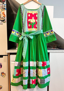 手作定制 重工拼布vintage古着感手工孤品农牧场度假拼接连衣裙-