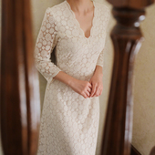 SHOOYA原创 韩国复古蕾丝礼服连衣裙旅拍婚礼订婚轻婚纱 木兰