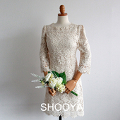 旅拍婚礼派对礼服领证 韩国复古轻婚纱白色蕾丝连衣裙 北极光