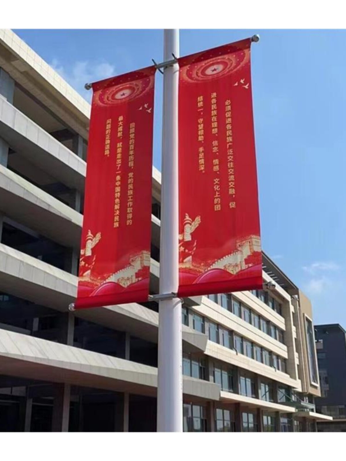 定制城市不锈钢灯杆广告牌马路灯中国结广告灯杆灯箱电杆广告道旗