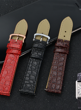 表带男真皮柔软薄适配卡地亚坦克男女表皮带针扣平口鳄鱼纹牛皮带