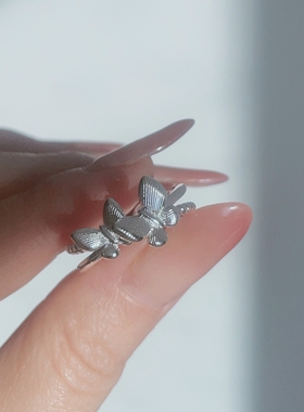 镀18k金双层蝴蝶戒指女气质高级感轻奢精致约会通勤