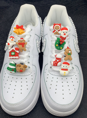 适配aj空军一号diy球鞋装饰配件圣诞老人礼物卡通可爱鞋扣AF1鞋花