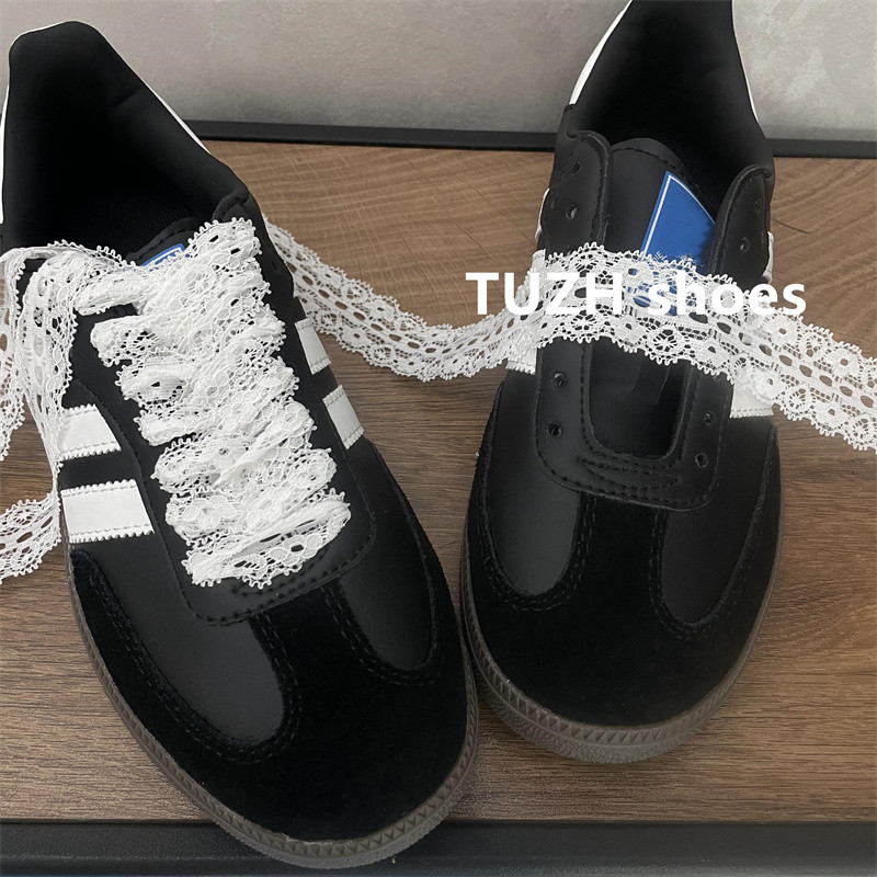 镂空蕾丝花边鞋带德训鞋鬼冢虎diy芭蕾鞋绳白色黑色韩风装饰配饰